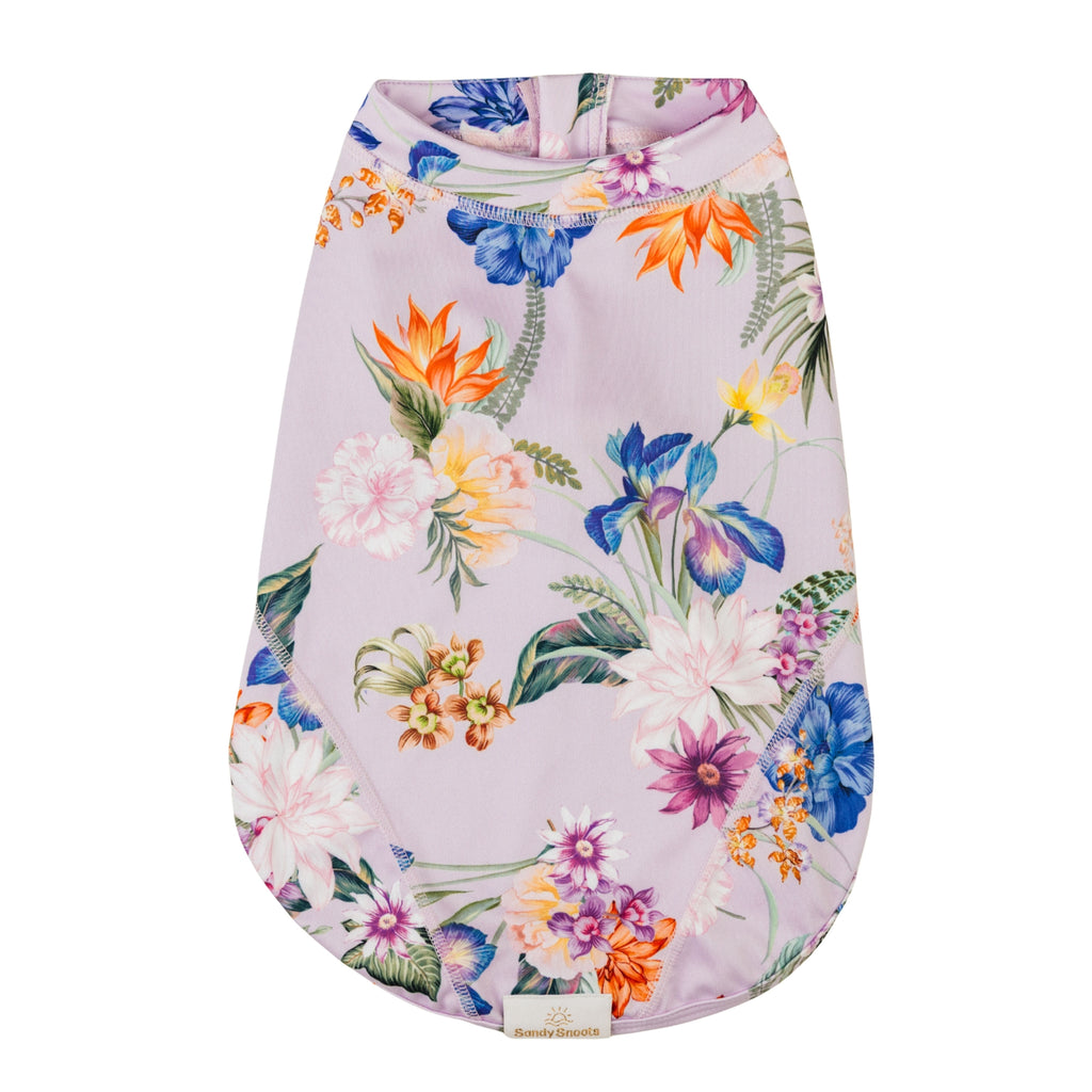Purple Exotic Floral Sun Protective Dog Rashie Australia