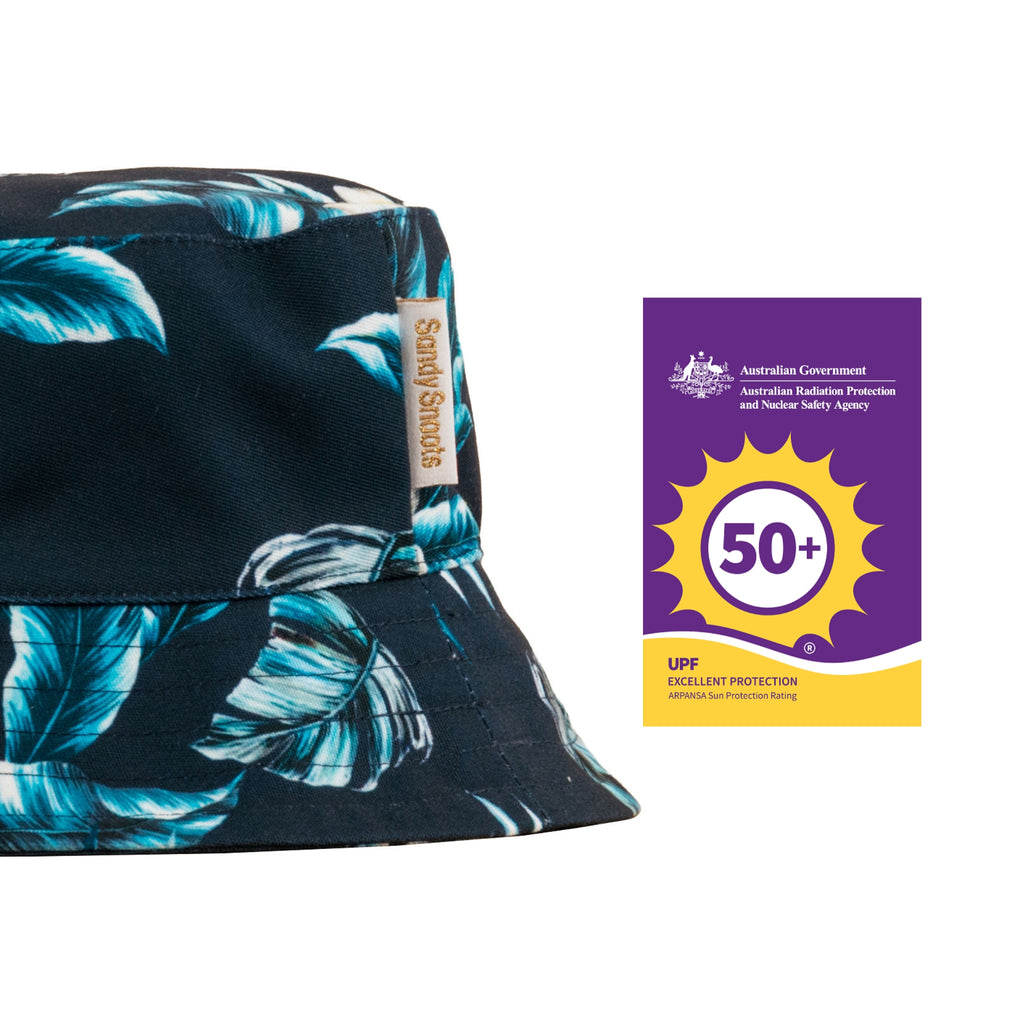 Navy Frangipani UPF 50+ Women's Bucket Hat Australia