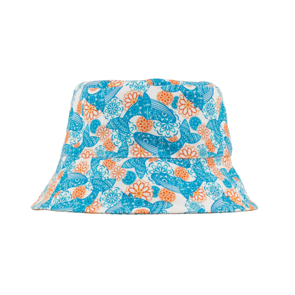 Blue and Orange Mandala Whale UPF 50+ Women's Bucket Hat Australia