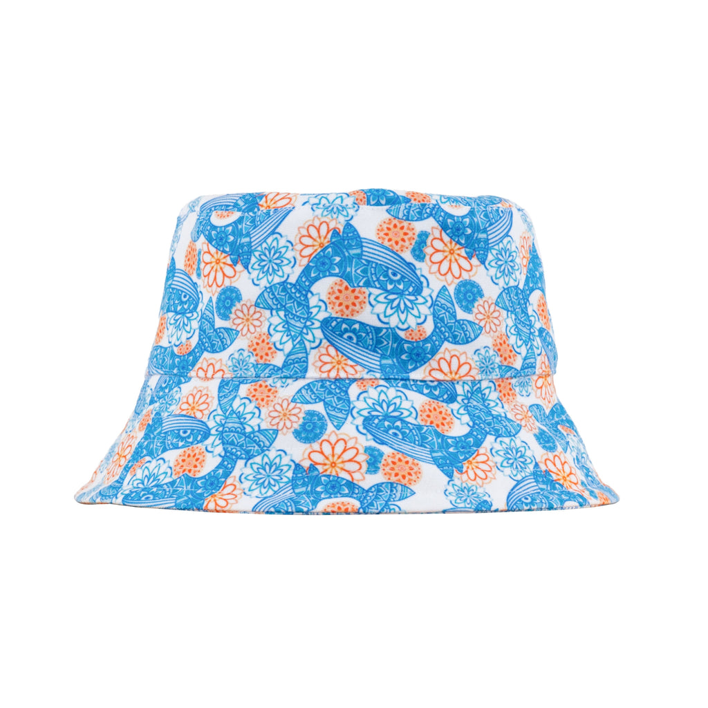 Blue and Orange Mandala Whale UPF 50+ Women's Bucket Hat Australia