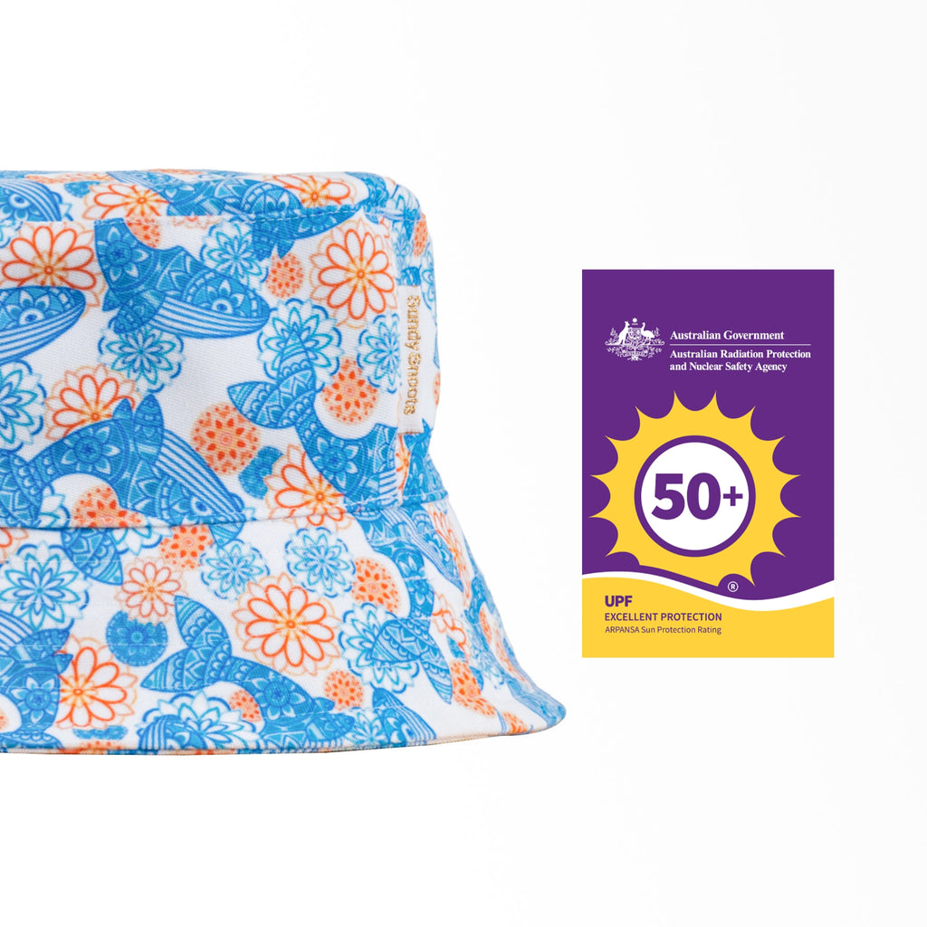 Blue and Orange Mandala Whale UPF 50+ Women's Bucket Hat Australia