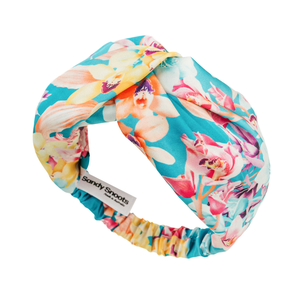 Green Orchid Floral Silk Dog Headband Australia