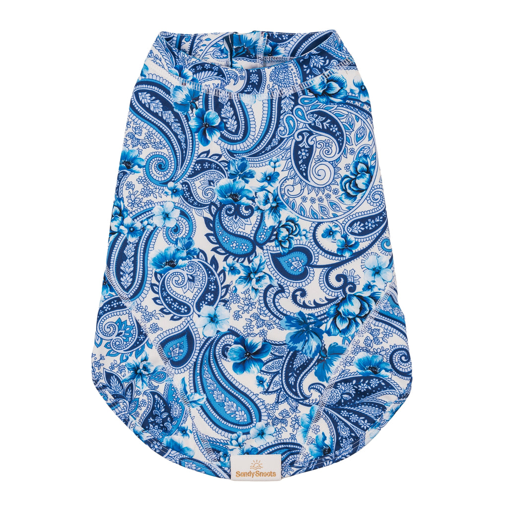 Blue Paisley Sun Protective Dog Rashie Australia