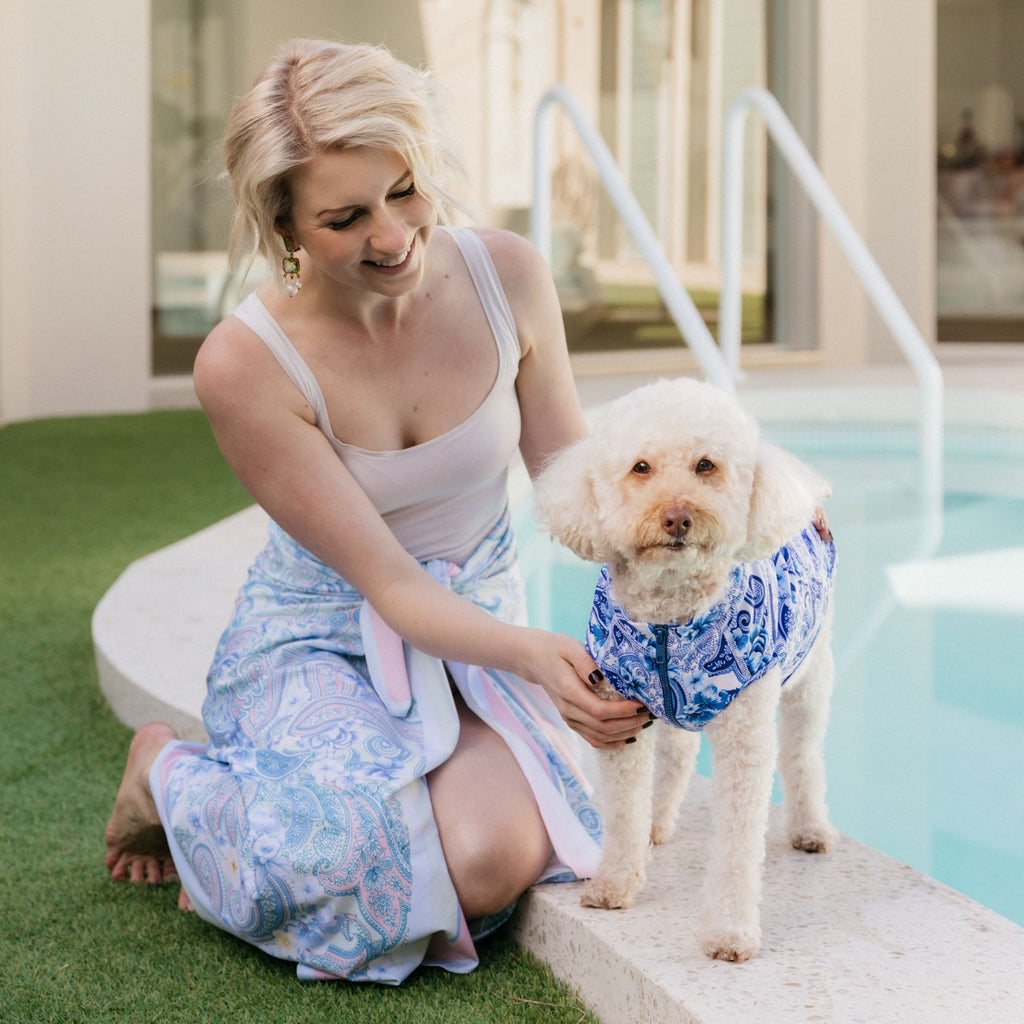 Blue Paisley Matching Human and Dog Swimwear Australia
