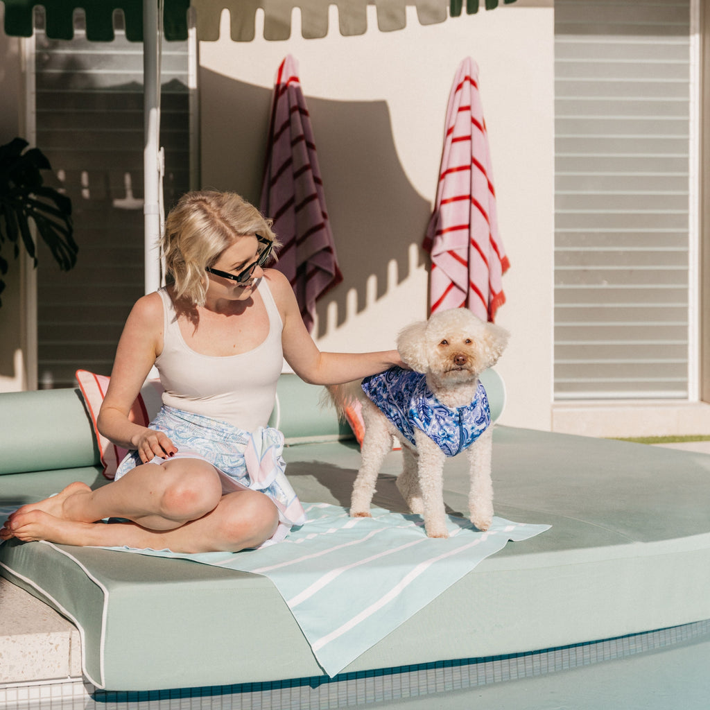 Blue Paisley Matching Human and Dog Swimwear Australia