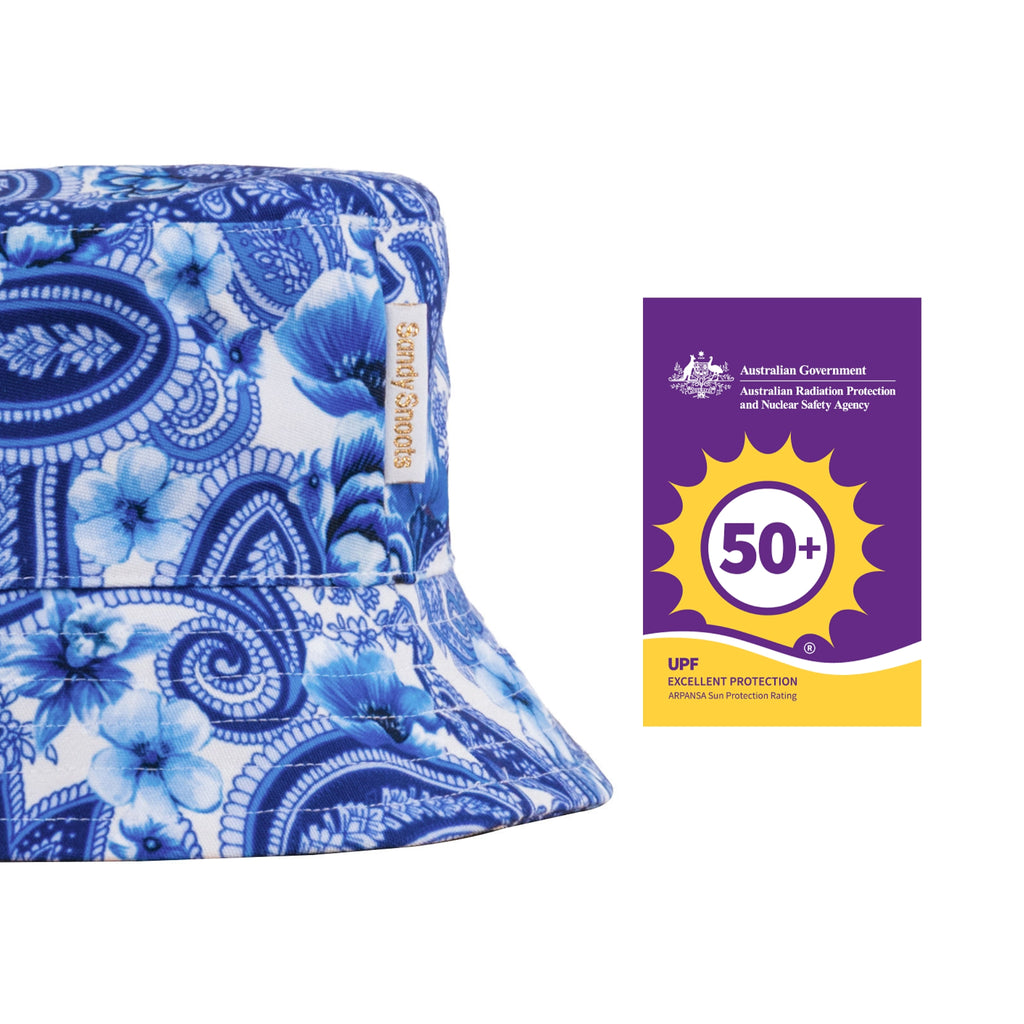 Blue Paisley UPF 50+ Women's Bucket Hat Australia
