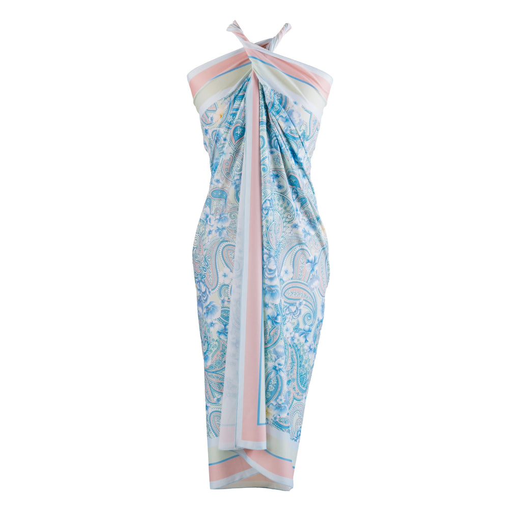 Mint Green Blue Peach Paisley Women's Sarong Australia