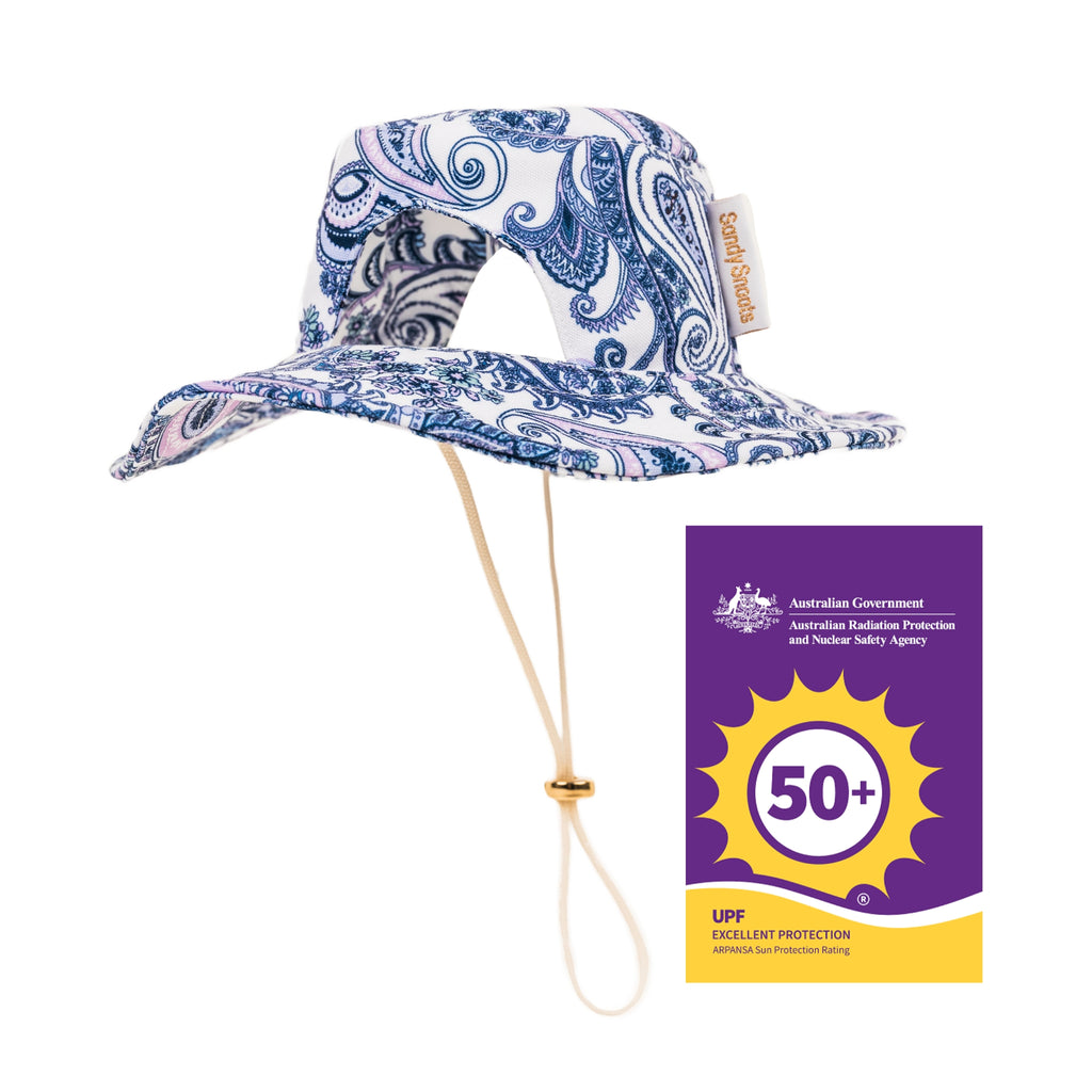 Purple Paisley Matching Human and Dog UPF 50+ Bucket Hats Australia