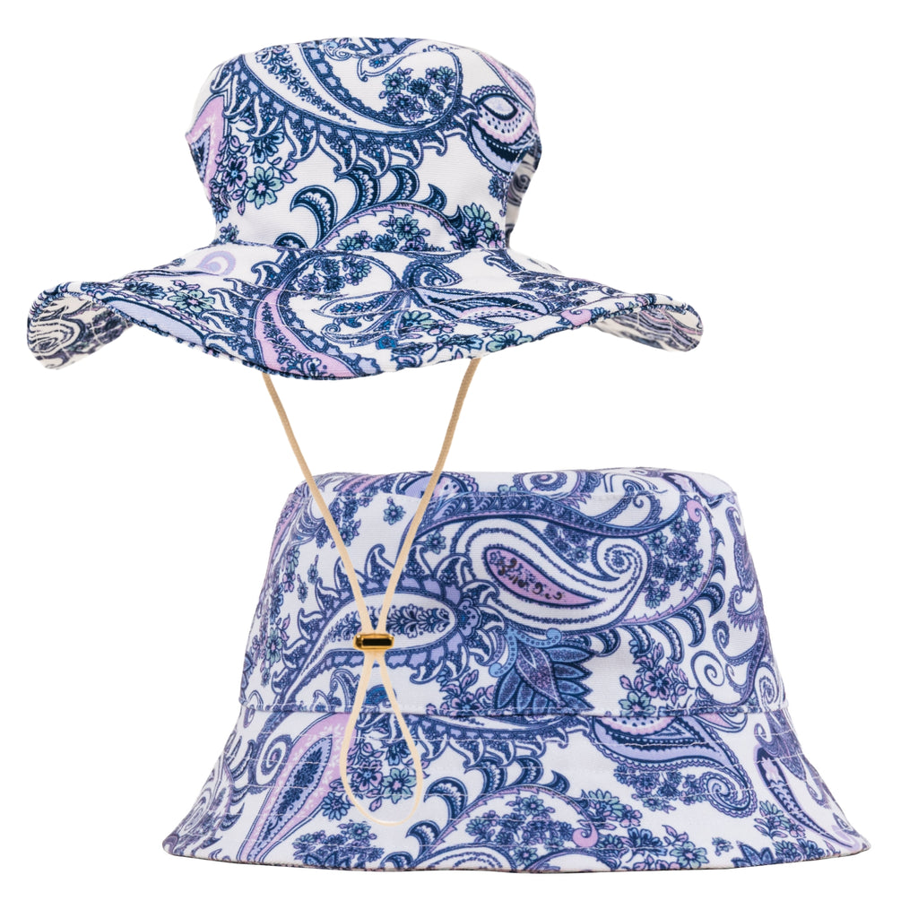 Purple Paisley Matching Human and Dog UPF 50+ Bucket Hats Australia