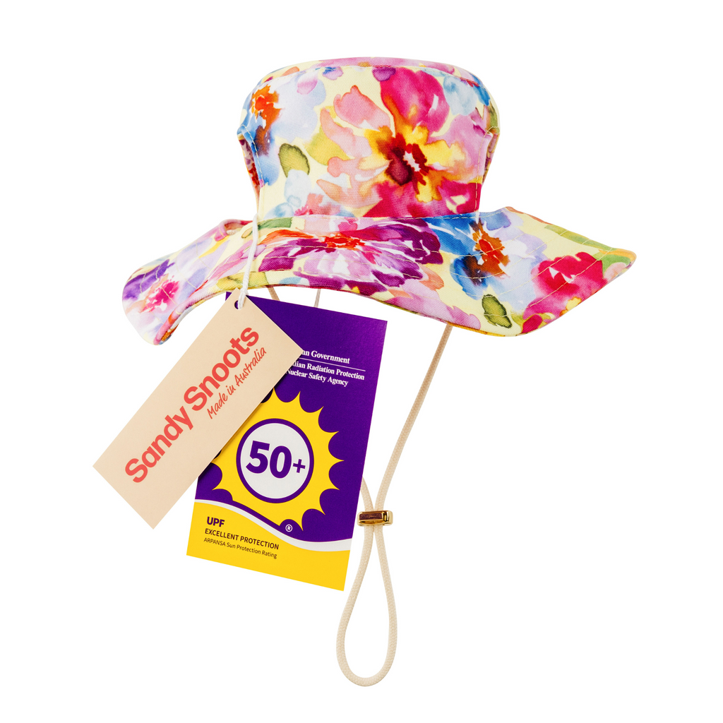 Yellow Floral Sun Protective Dog Bucket Hat Australia