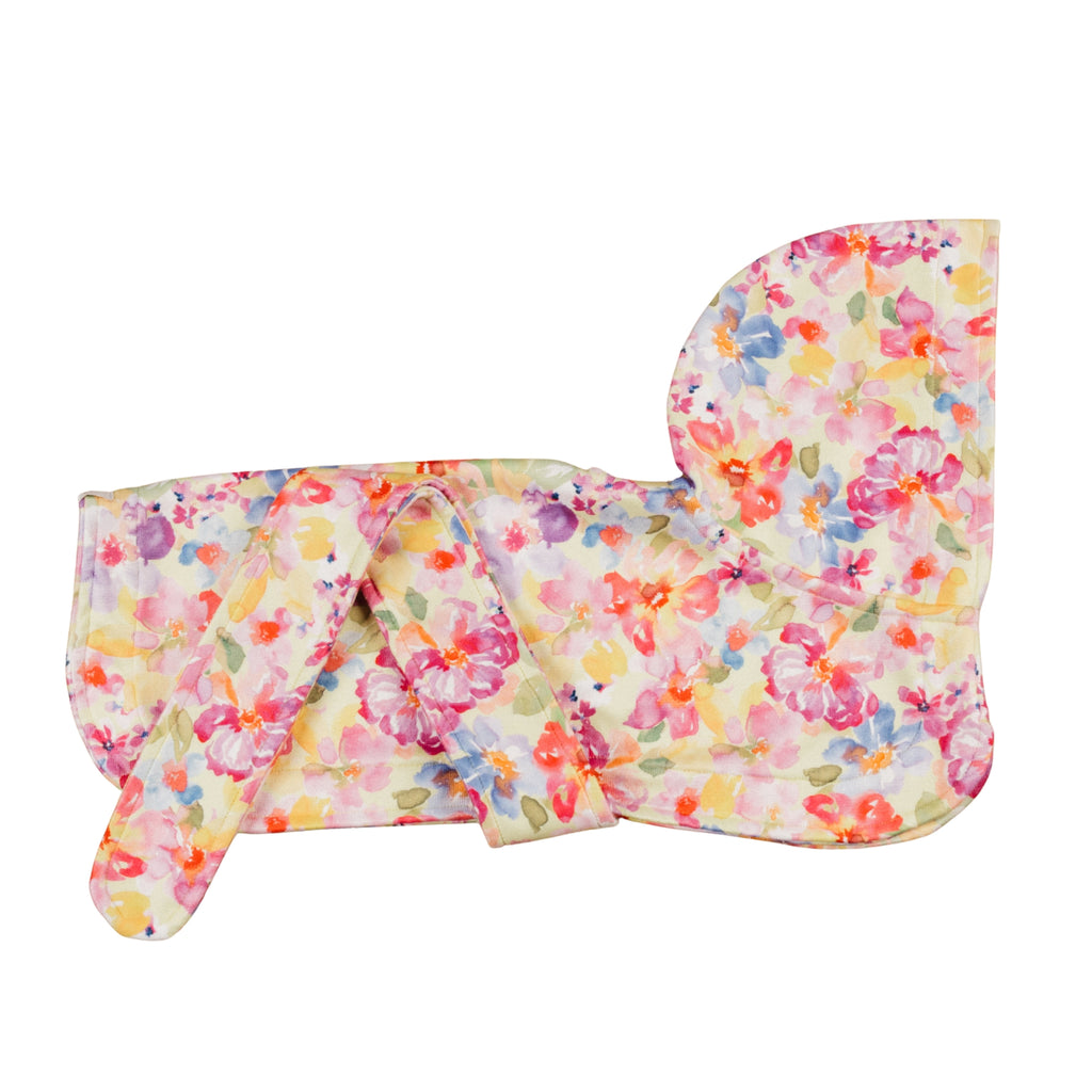 Yellow Floral Wearable Dog Poncho Drying Towel Australia