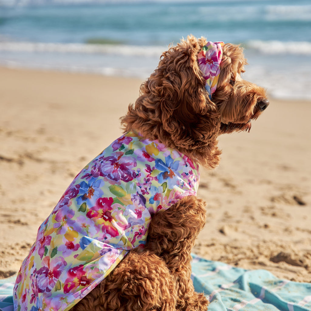 Yellow Floral Silk Dog Headband Australia