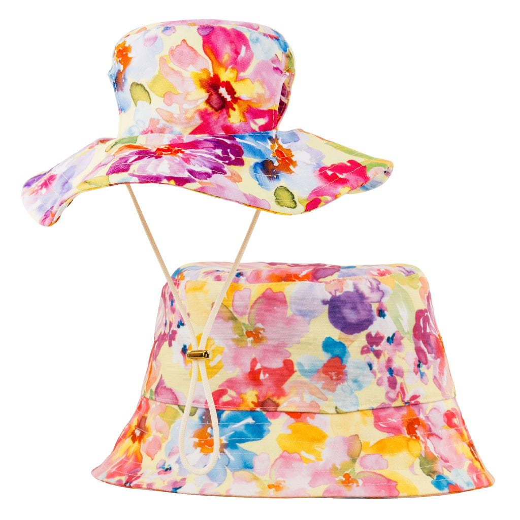Yellow Floral Matching Human and Dog UPF 50+ Bucket Hats Australia