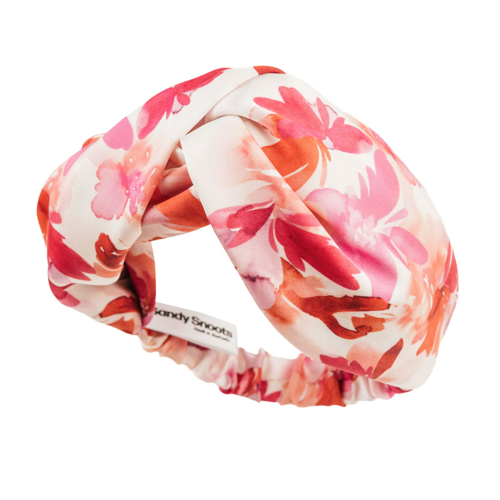 Pink and Orange Floral Silk Dog Headband Australia