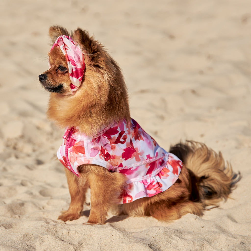 Pink and Orange Floral Silk Dog Headband Australia