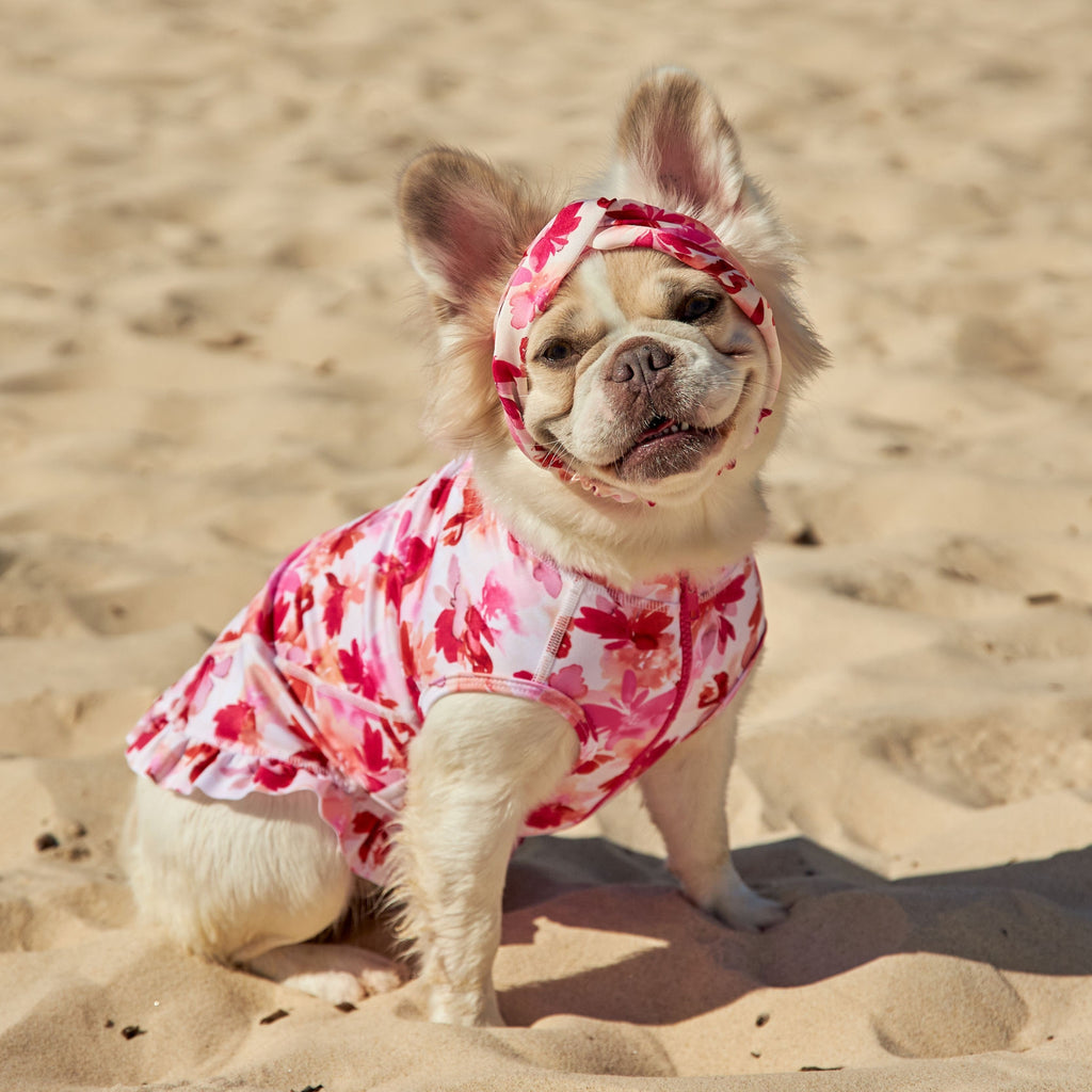 Pink and Orange Floral Silk Dog Headband Australia