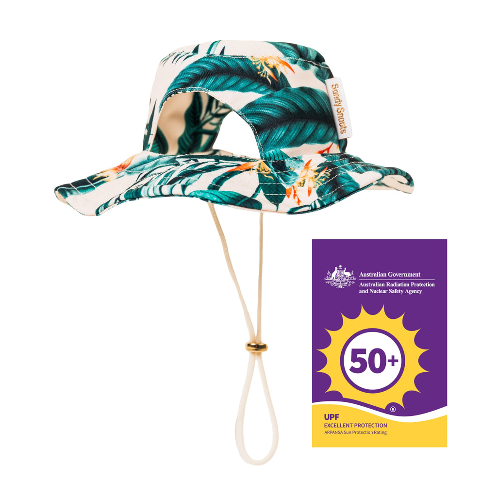 Tropical Green Leaf Matching Human and Dog UPF 50+ Bucket Hats Australia
