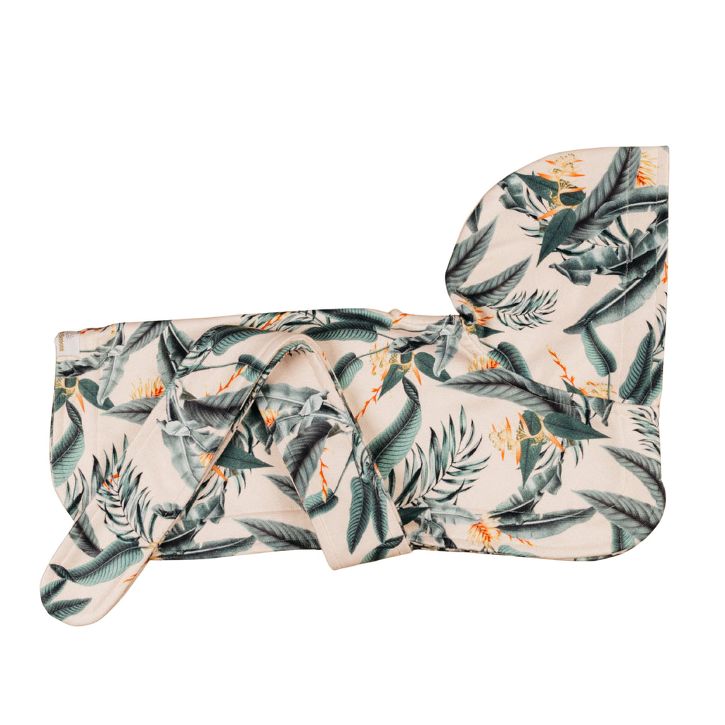 Tropical Green Leaves Wearable Dog Poncho Drying Towel Australia