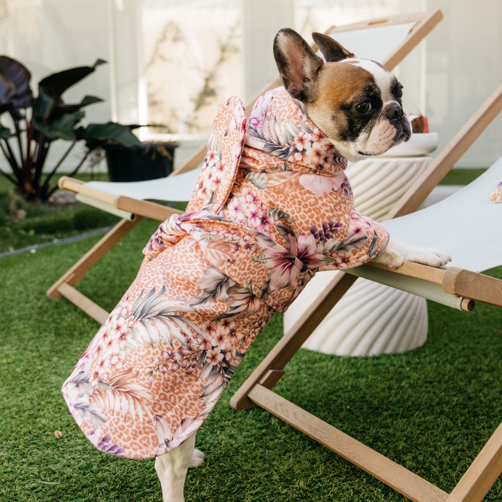 Floral Animal Print Wearable Dog Poncho Drying Towel Australia