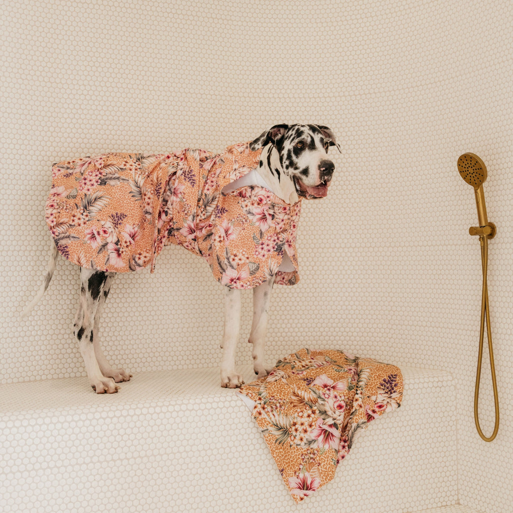 Floral Animal Print Wearable Dog Poncho Drying Towel Australia