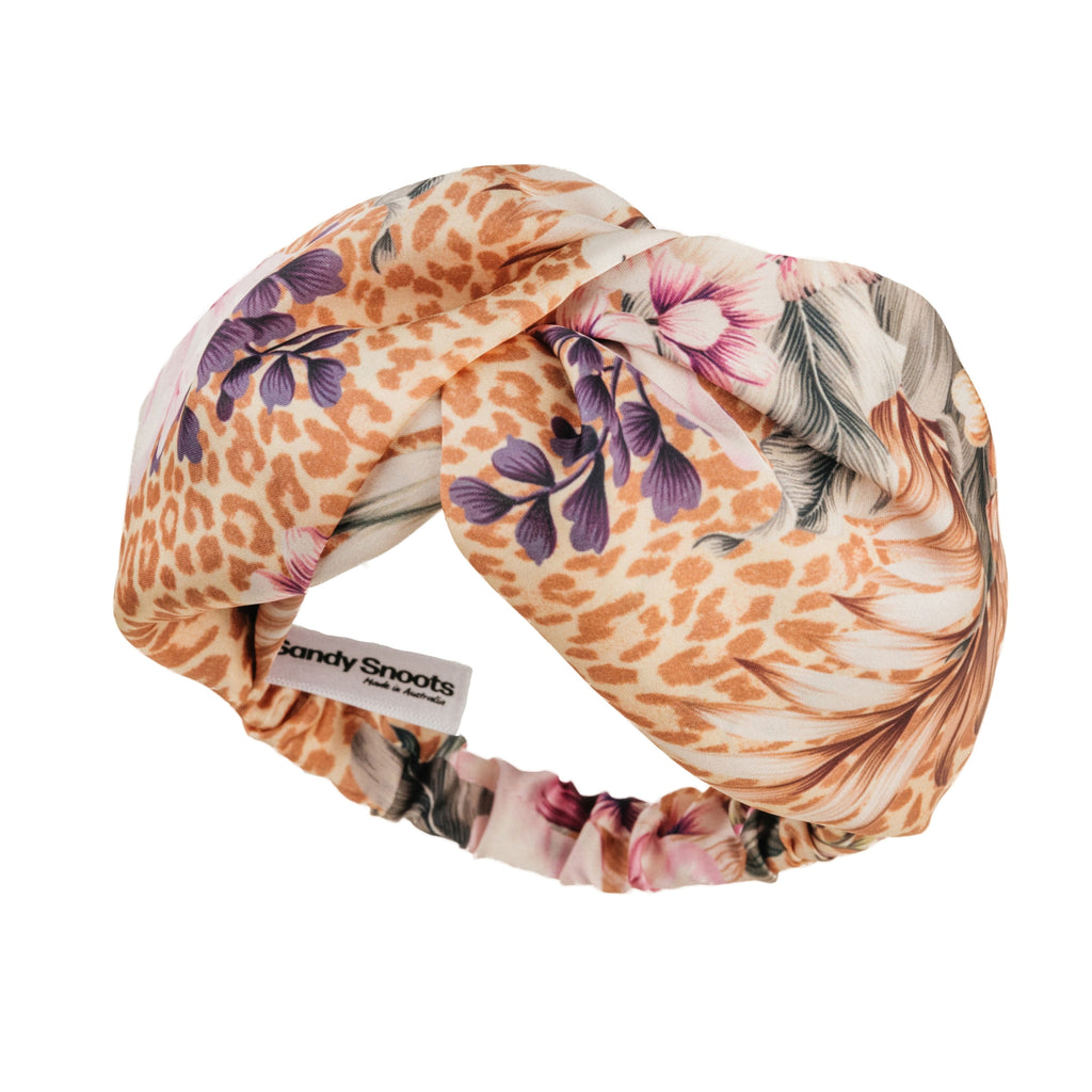 Floral Animal Print Silk Dog Headband Australia