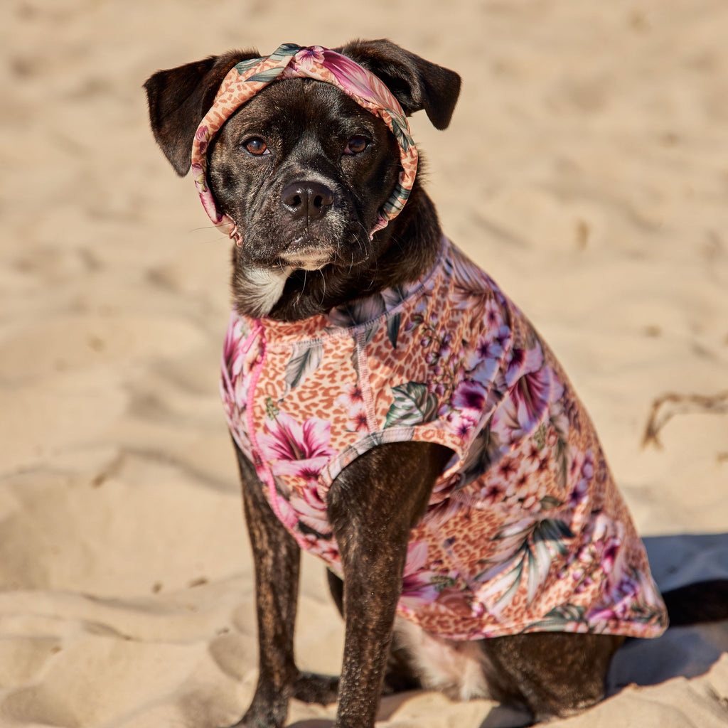 Floral Animal Print Silk Dog Headband Australia