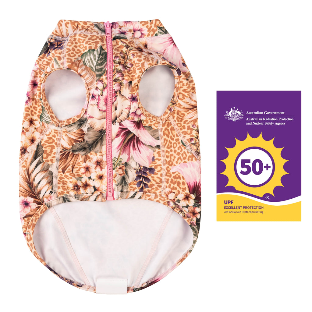 Floral Animal Print Sun Protective Dog Rashie Australia